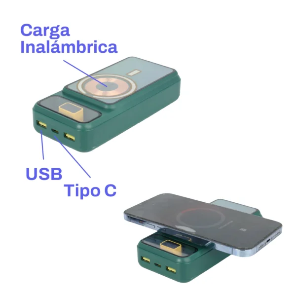 1764780598TF002_1 Batería Portátil Power Bank 20.000 mAh con Carga Inalámbrica y Múltiples Puertos