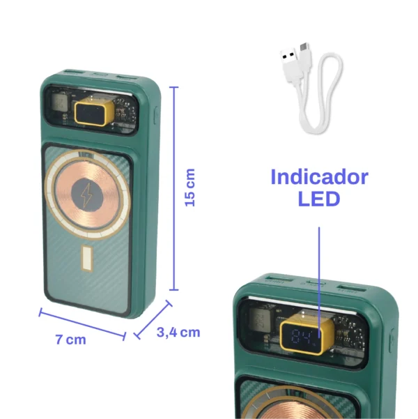 1764780598TF002_2 Batería Portátil Power Bank 20.000 mAh con Carga Inalámbrica y Múltiples Puertos