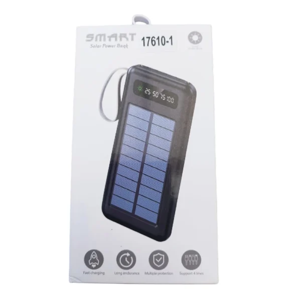 1773429412Powerbank Inalambrico1 Batería Portátil Power Bank Solar 10.000 mAh con Linterna LED y Cables Integrados