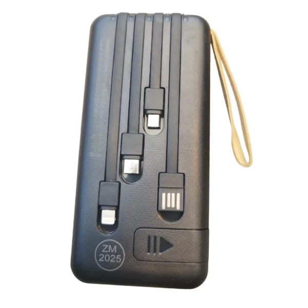 1773429412Powerbank Inalambrico2 Batería Portátil Power Bank Solar 10.000 mAh con Linterna LED y Cables Integrados
