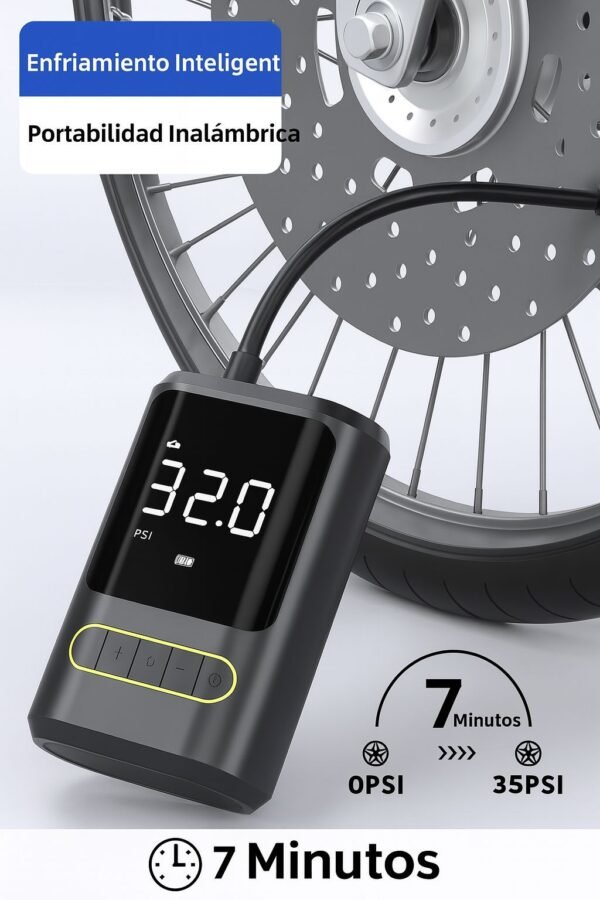 Mini compresor de aire portatil digital recargable para carro moto y bicicleta
